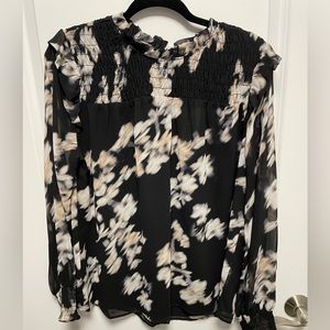Calvin Klein sheer floral long sleeve top, size L, NWT